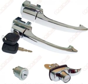 Set keys 2 ext. doors handle, ext engine door and ign cylinder chrome Fusca 1200,1300,1500 e 1600 ate 77