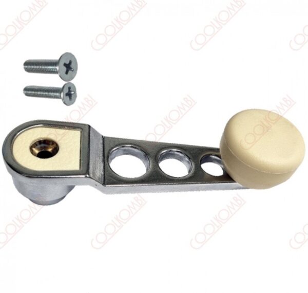 Sports window regulator handle with screws Fusca 77 e.d. Chrome and ivory