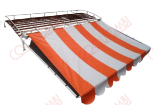 Bagageiro com toldo cor aluminio-branco medidas 3.00x1.42x0.40m