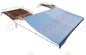 Rear and front luggage rack with awning color aluminum-white measurements 3.00x1.42x0.40m