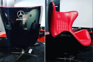 Egg AMG Armchair Black - caramel upholstery and thread