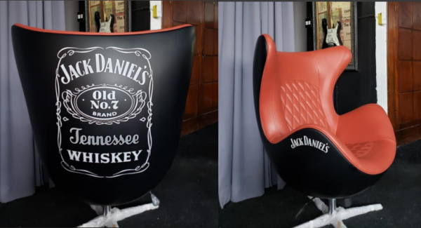 Egg Jack Daniel's armchair - red upholstery and red thread