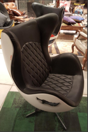 Egg God of War armchair - black upholstery and white leather